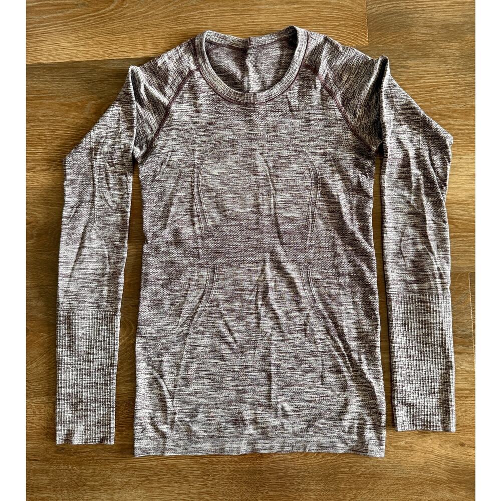 Lululemon Purple Seamless Long Sleeve Top Thumbholes Size 4 Athletic Running
